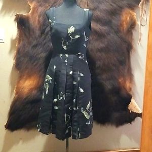 MaxMara Pleated Silk Butterflies Midi Dress